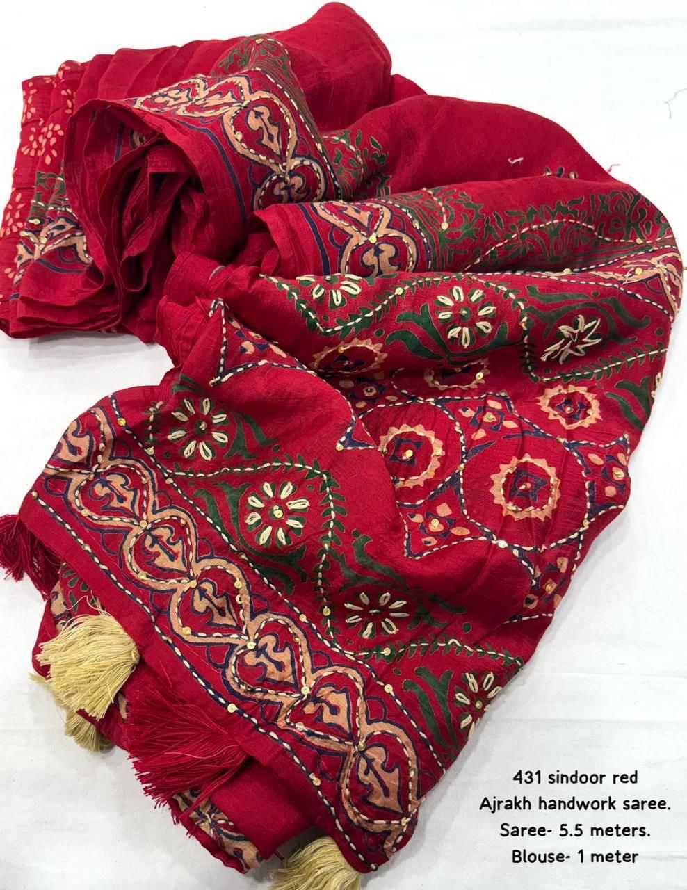Chanderi Cotton Ajrakh Saree