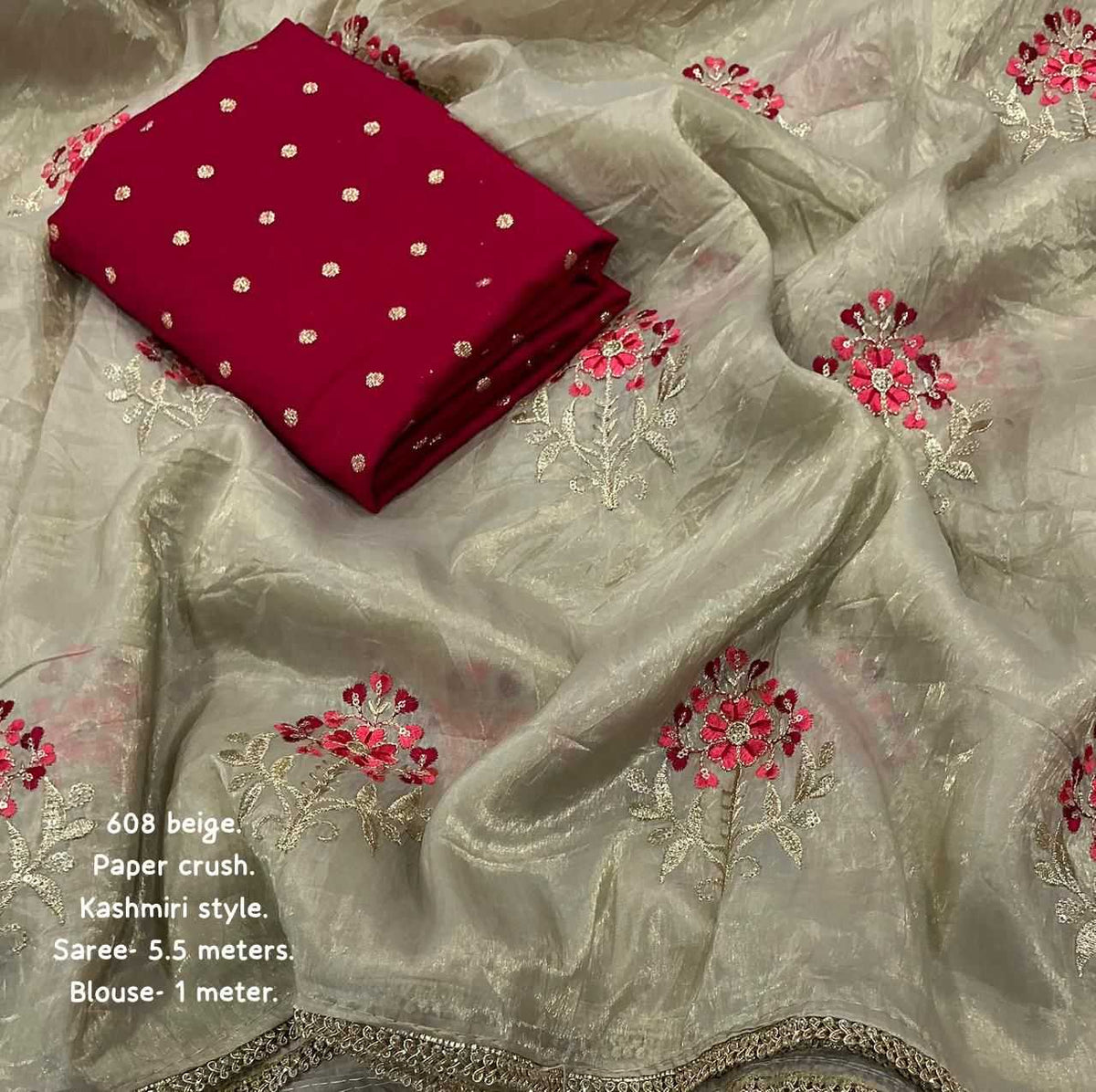 Crush Silk Embroidered Saree