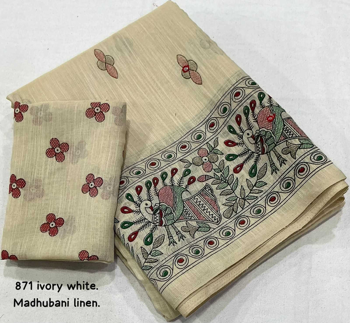 Linen Mirror Work Saree