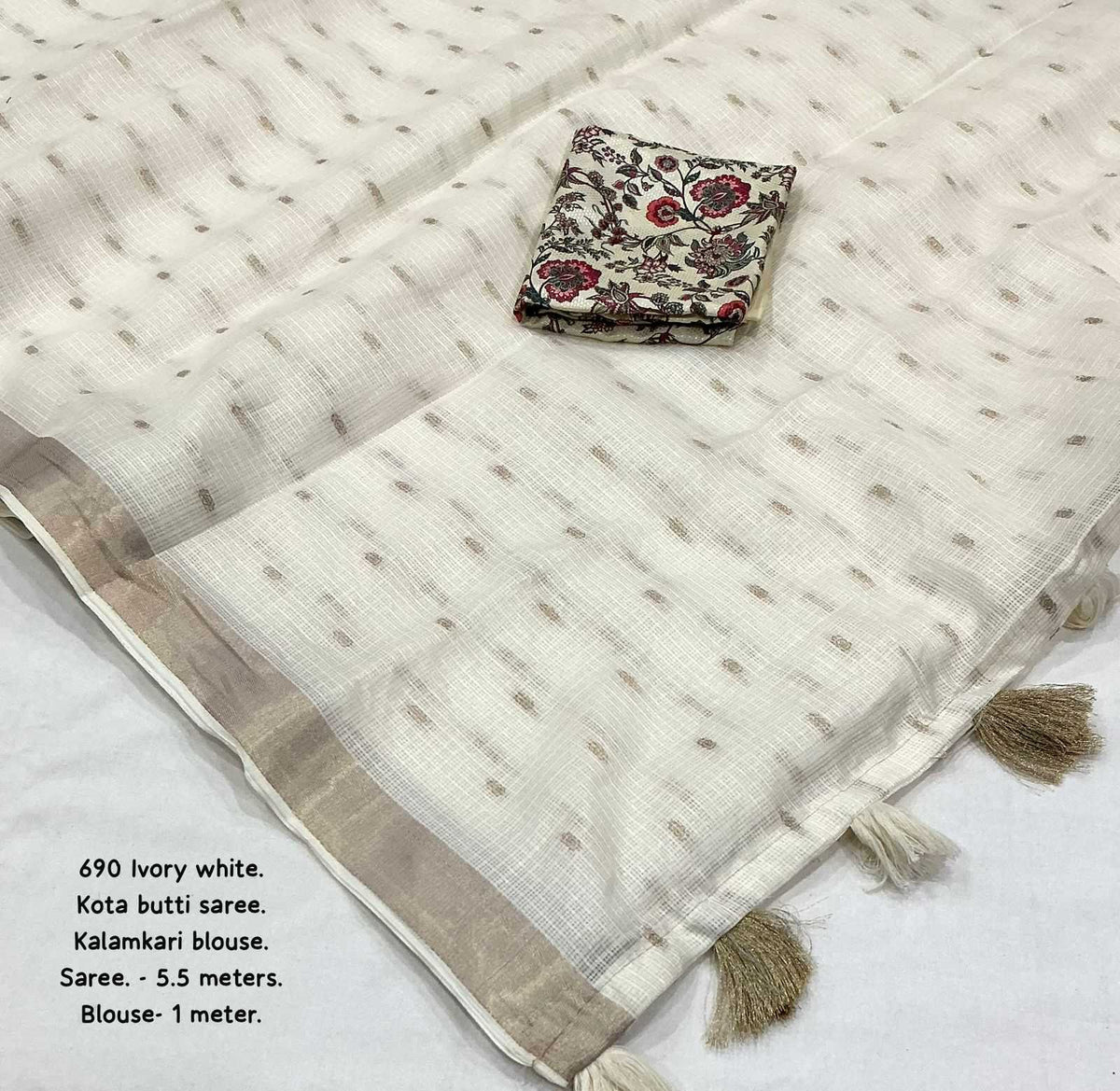 Soft Kota Fancy Saree in Ivory