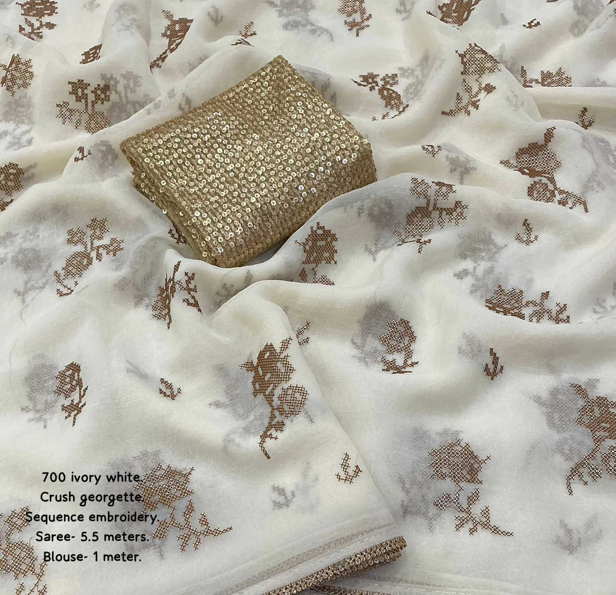 Premium Georgette Fancy Saree in Ivory