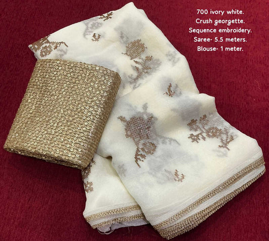Premium Georgette Fancy Saree in Ivory
