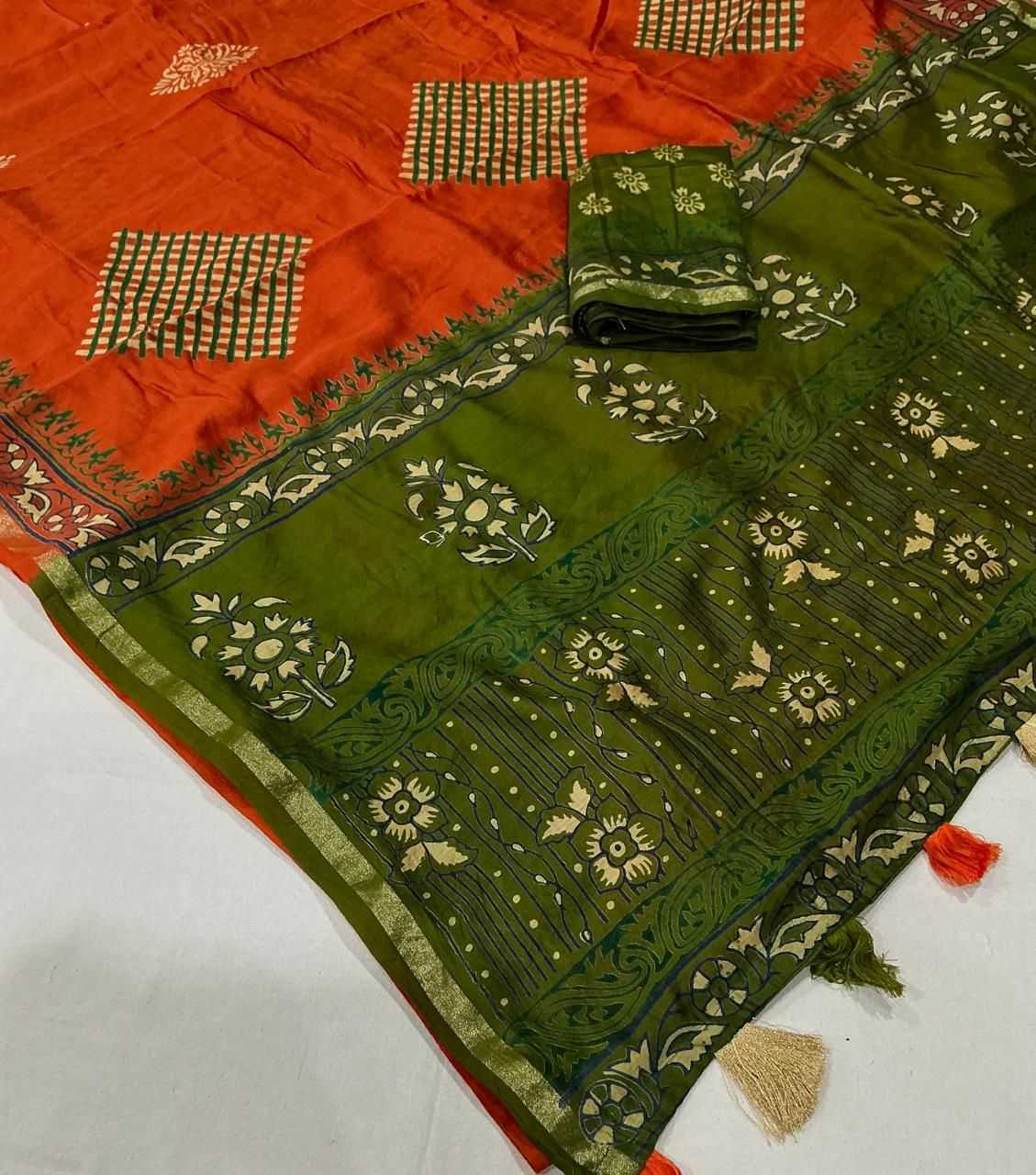 Chanderi Cotton Printed Saree