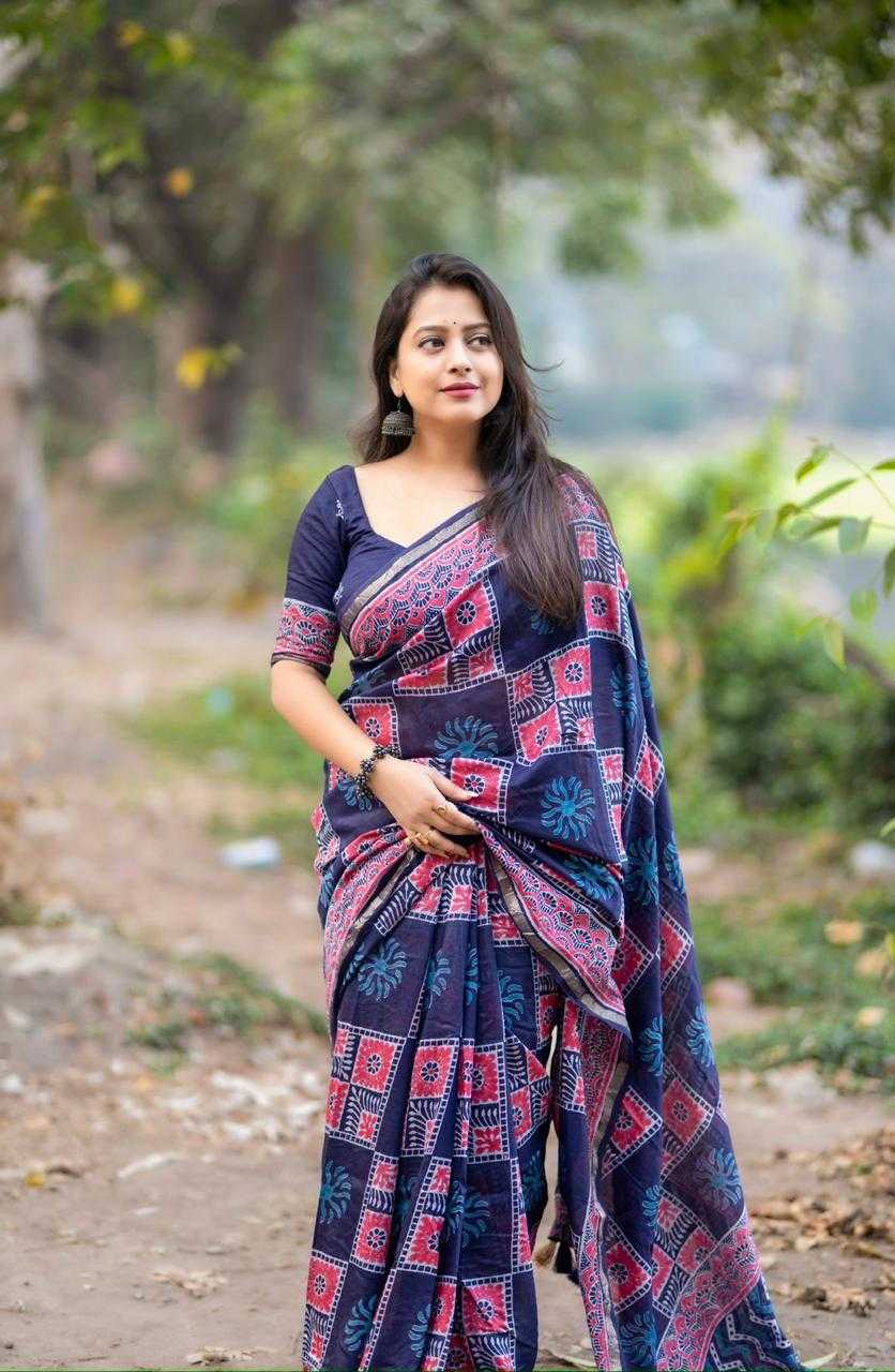 Cotton Ajrakh Saree