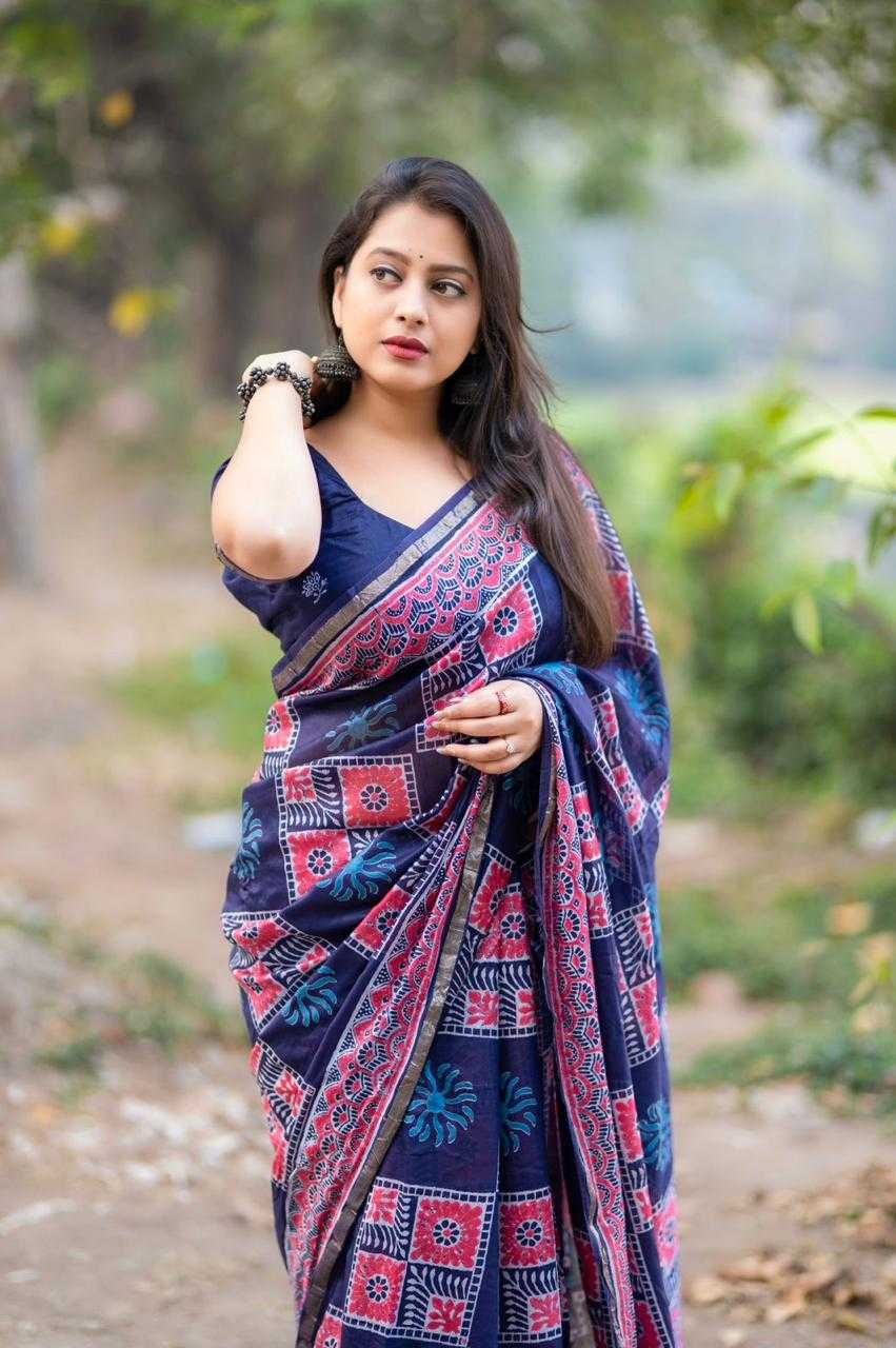 Cotton Ajrakh Saree