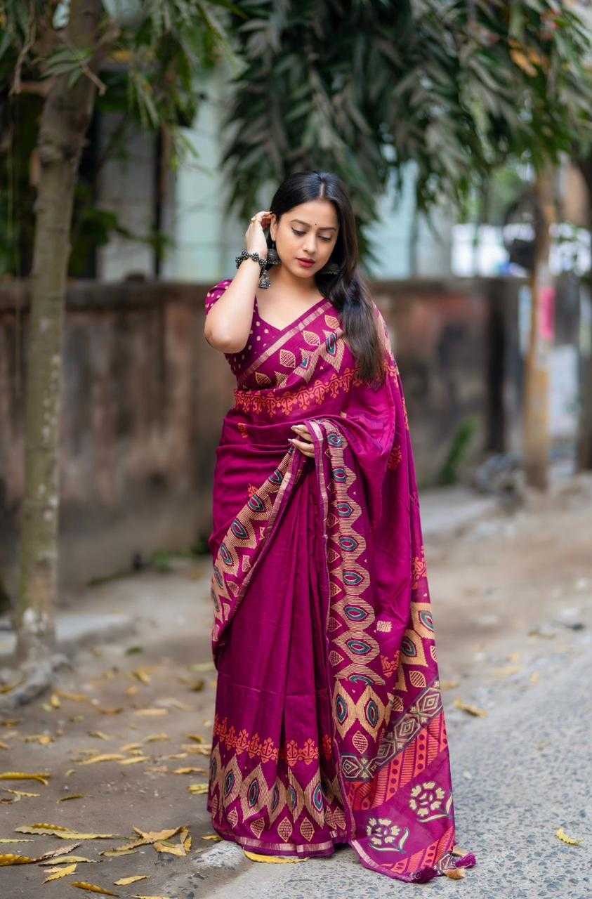 Cotton Ajrakh Saree