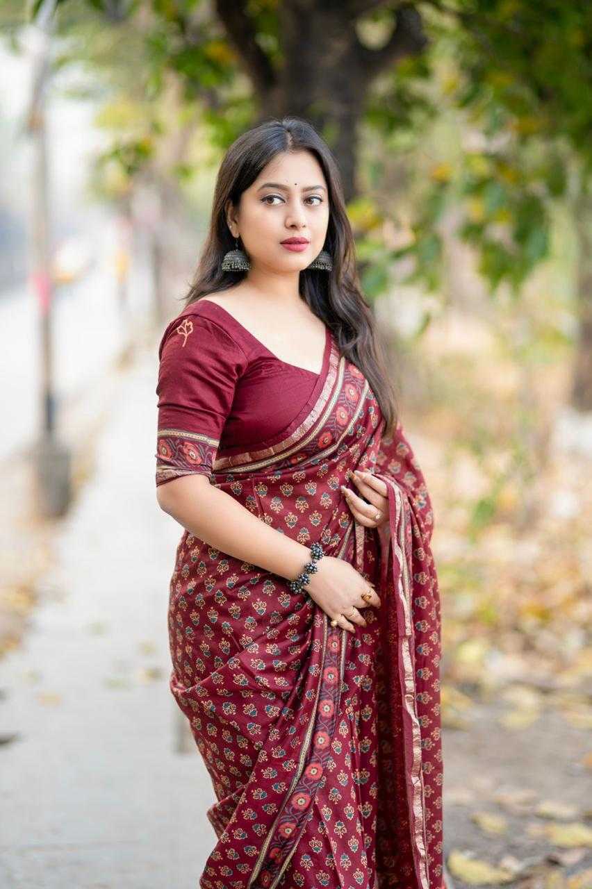 Cotton Ajrakh Saree