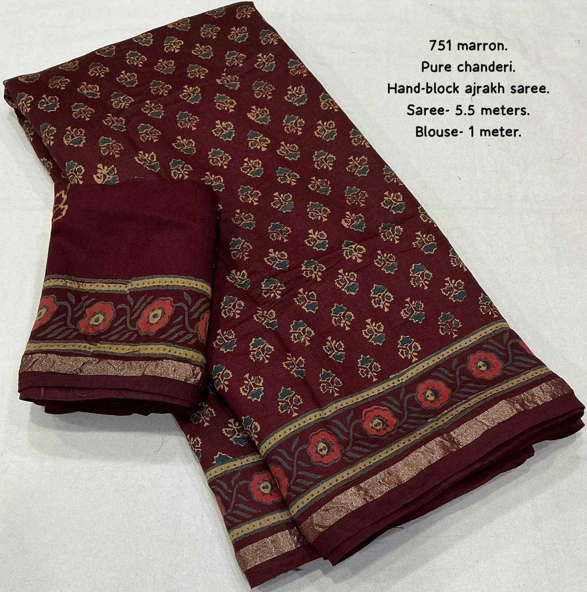 Cotton Ajrakh Saree
