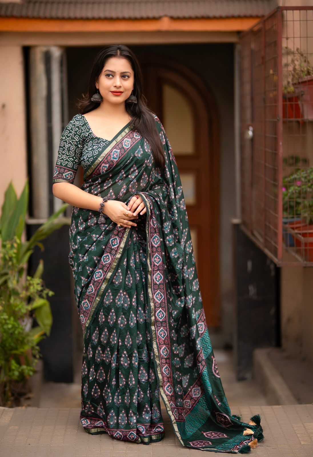 Cotton Ajrakh Saree