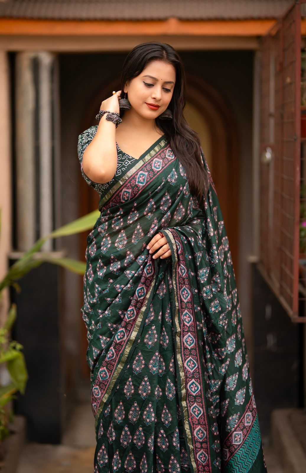 Cotton Ajrakh Saree