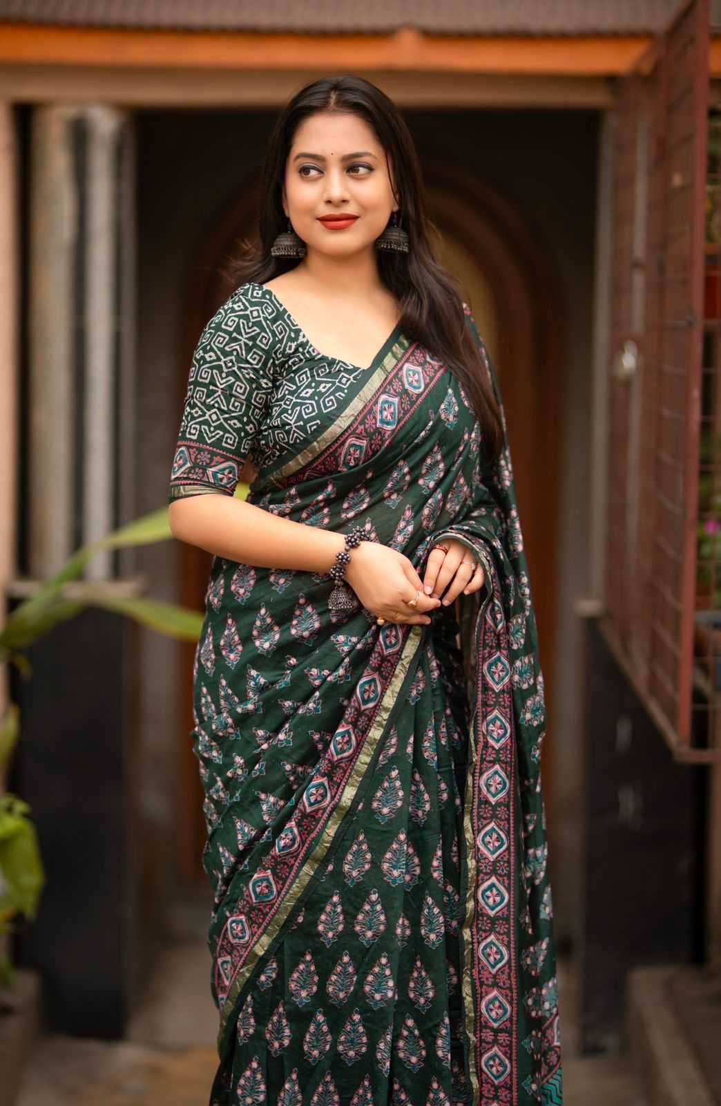 Cotton Ajrakh Saree