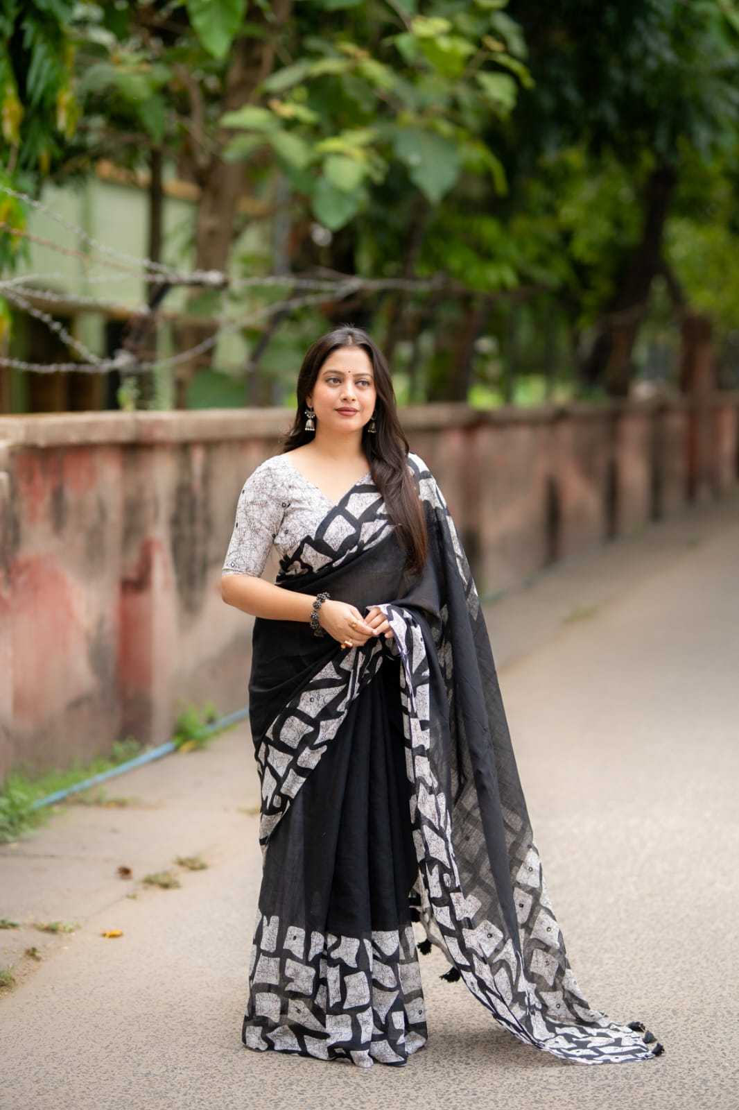 Linen Kalamkari Saree