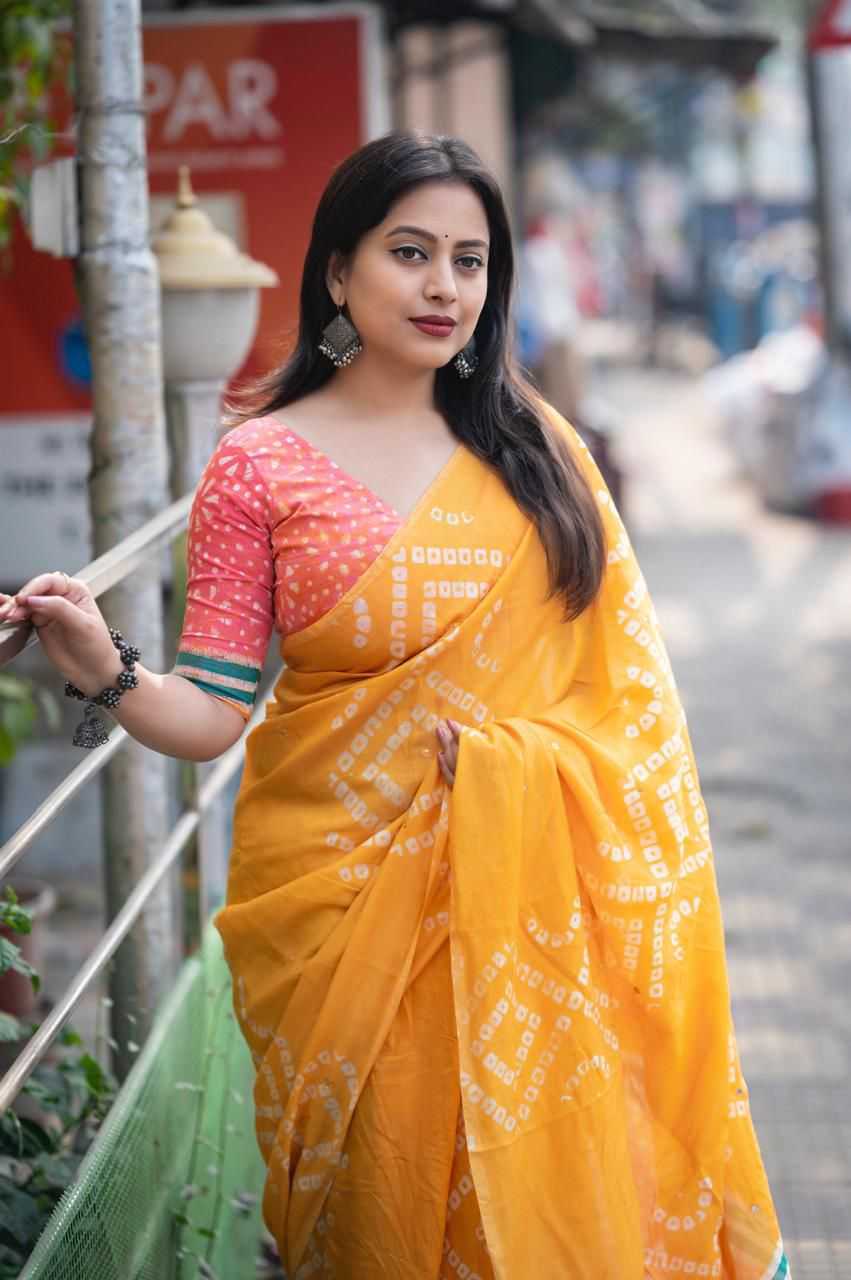Chanderi Soft Hand Printed Saree