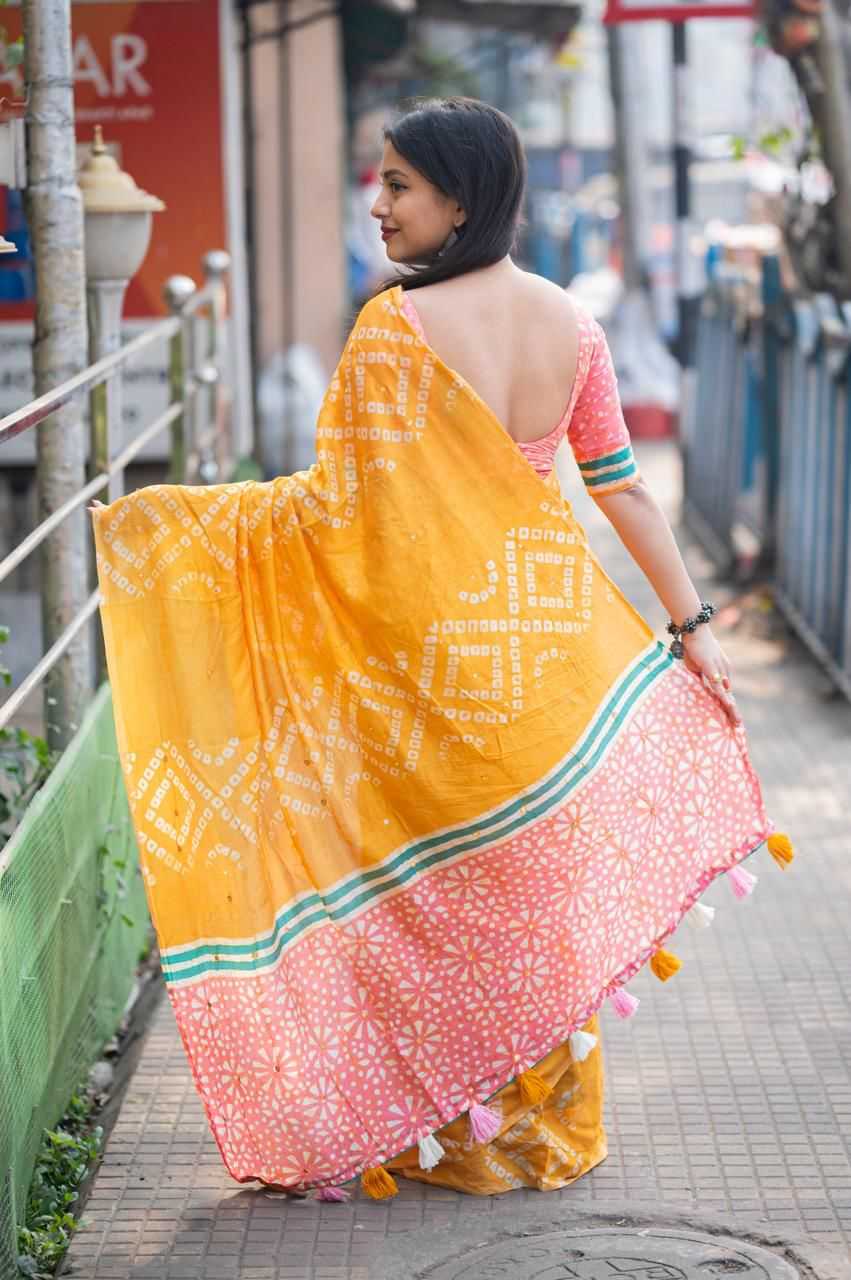 Chanderi Soft Hand Printed Saree