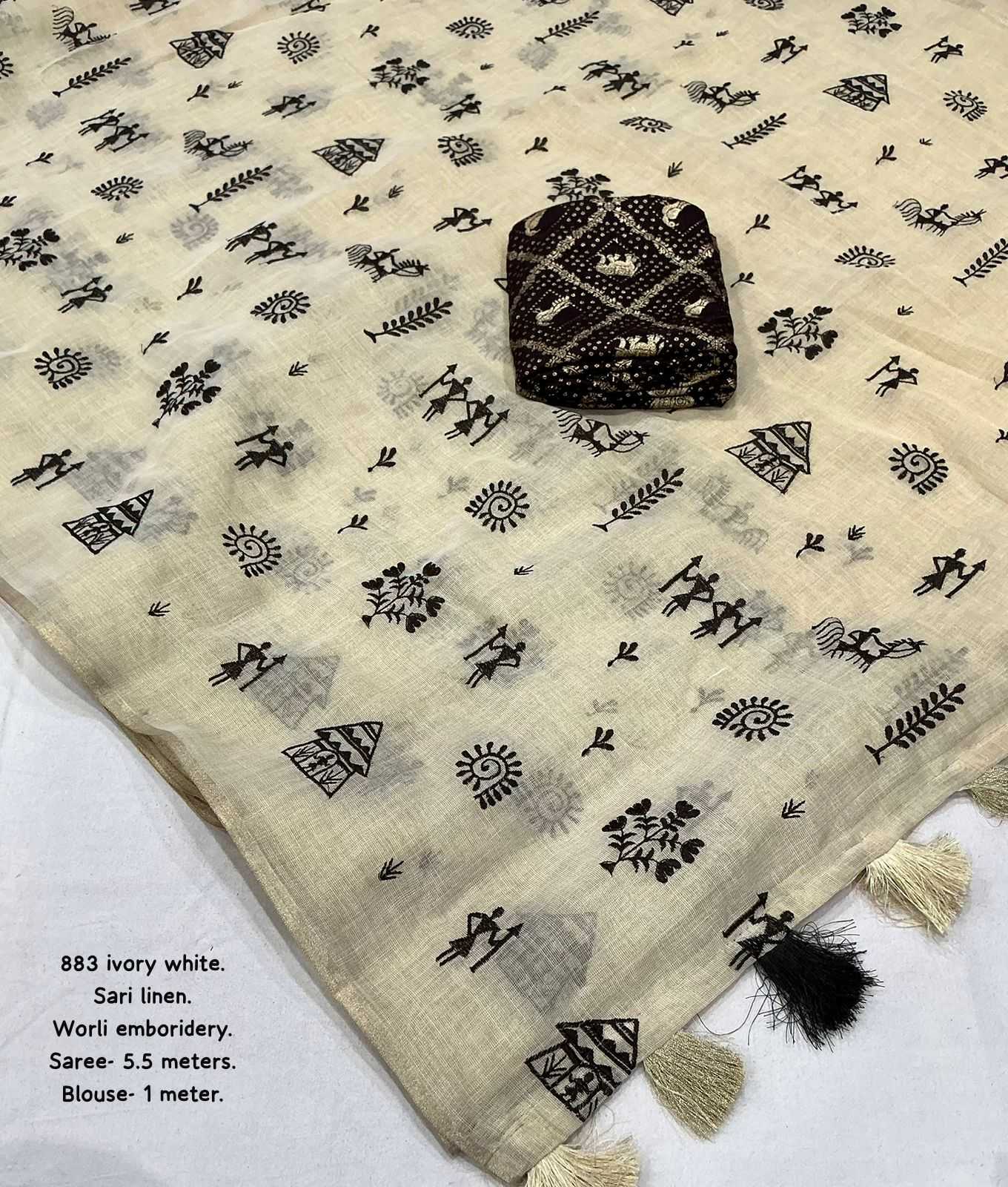 Linen Embroidered Saree