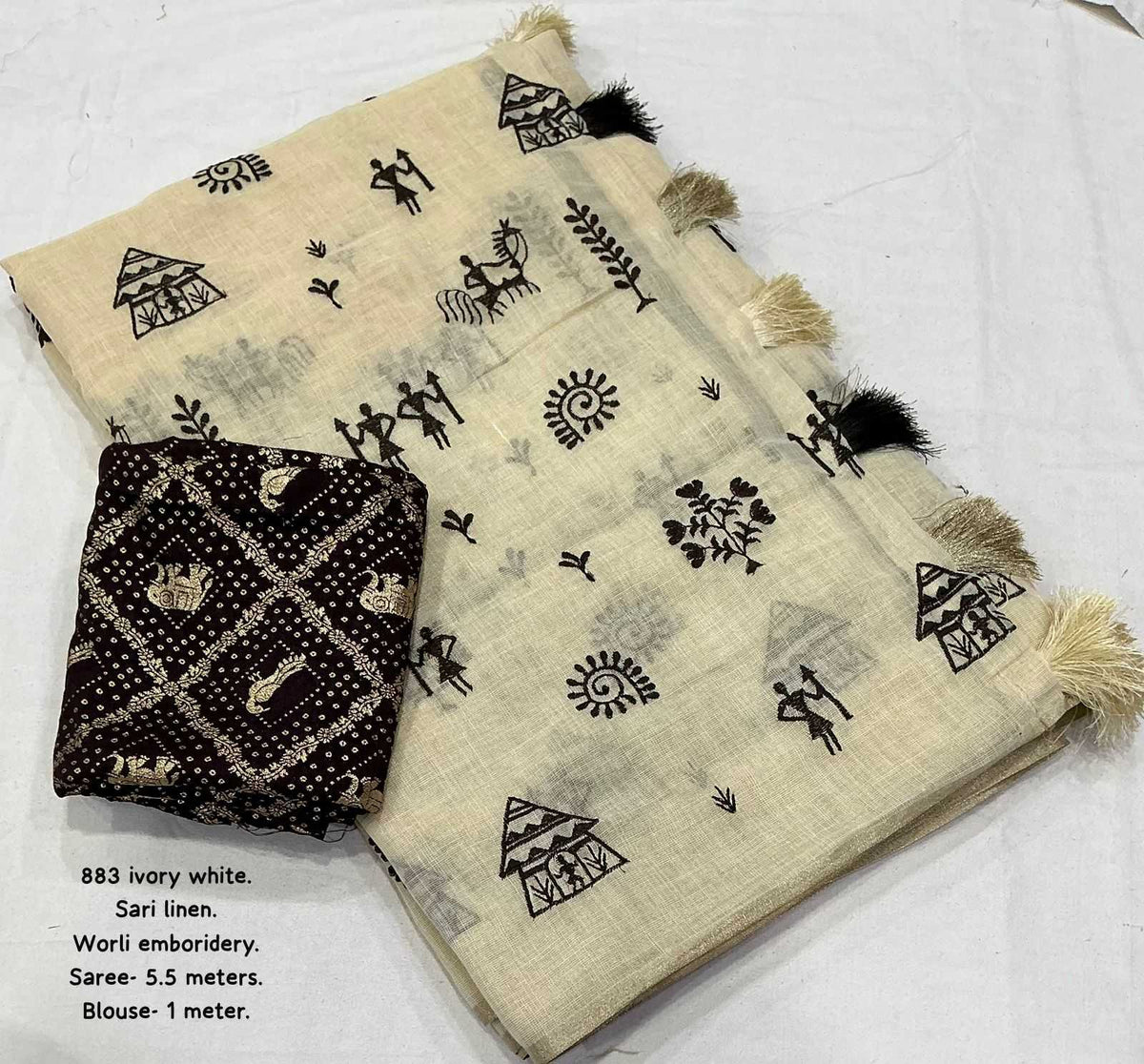 Linen Embroidered Saree