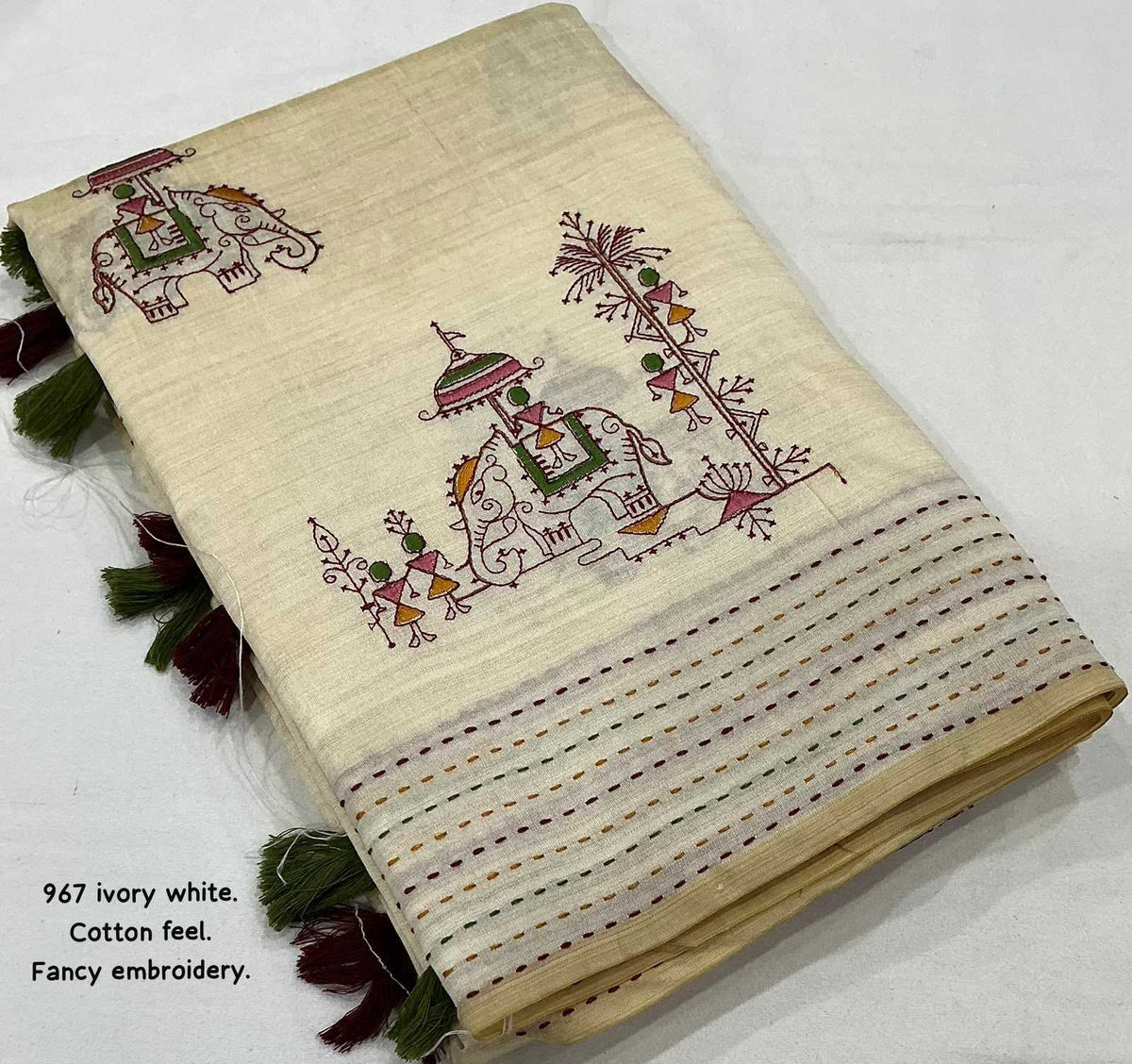 Soft Cotton Embroidered Saree