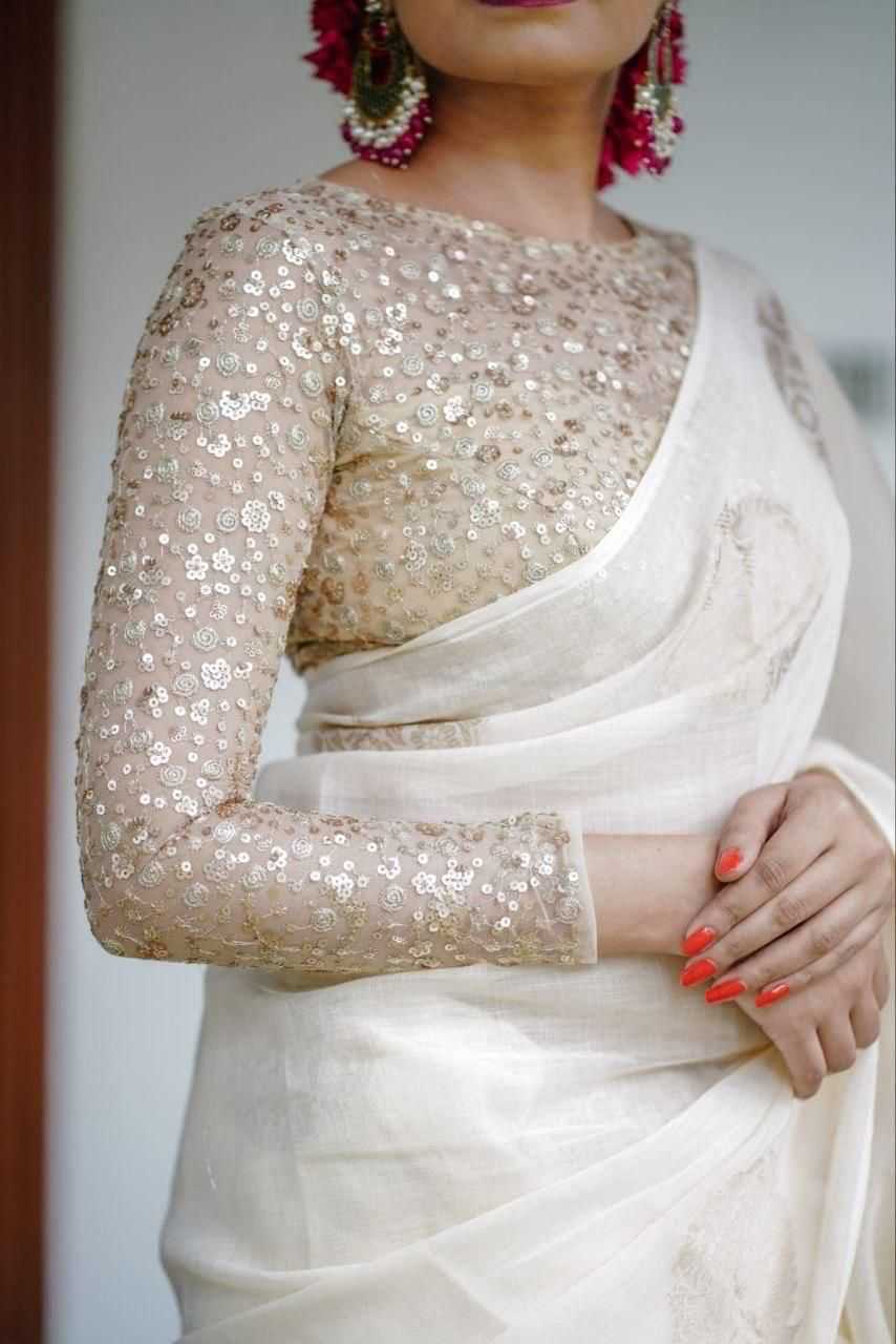 Linen Embroidered Saree