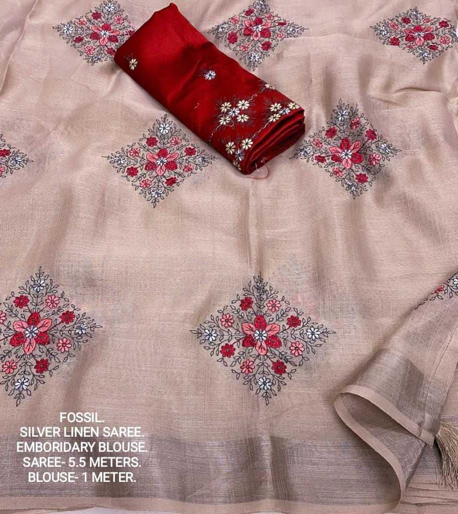 Cotton Embroidered Saree