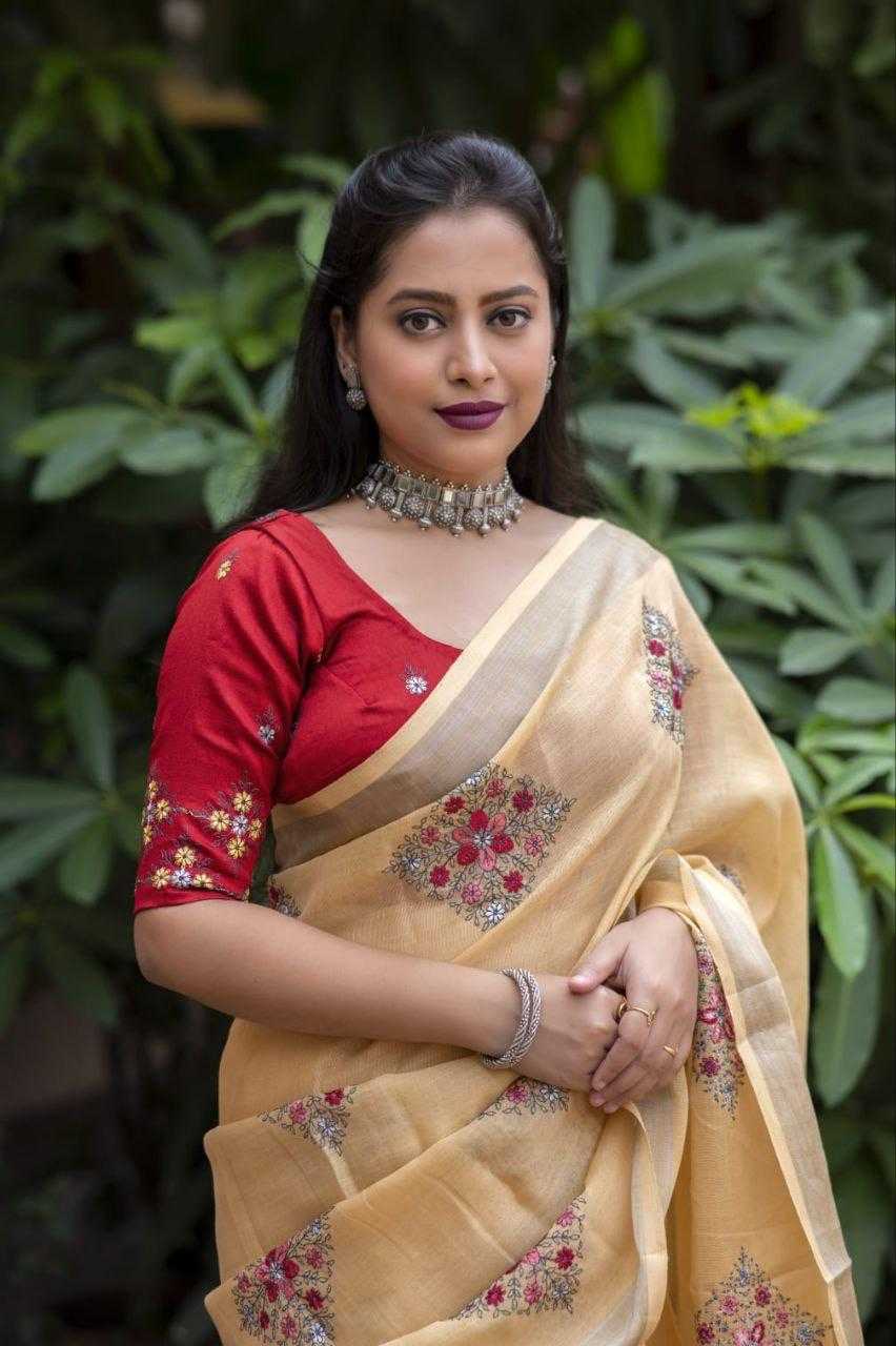 Cotton Embroidered Saree