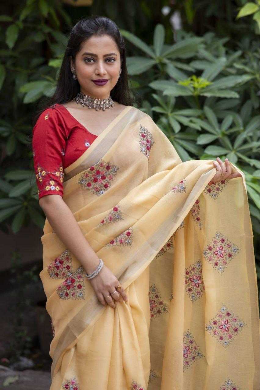 Cotton Embroidered Saree