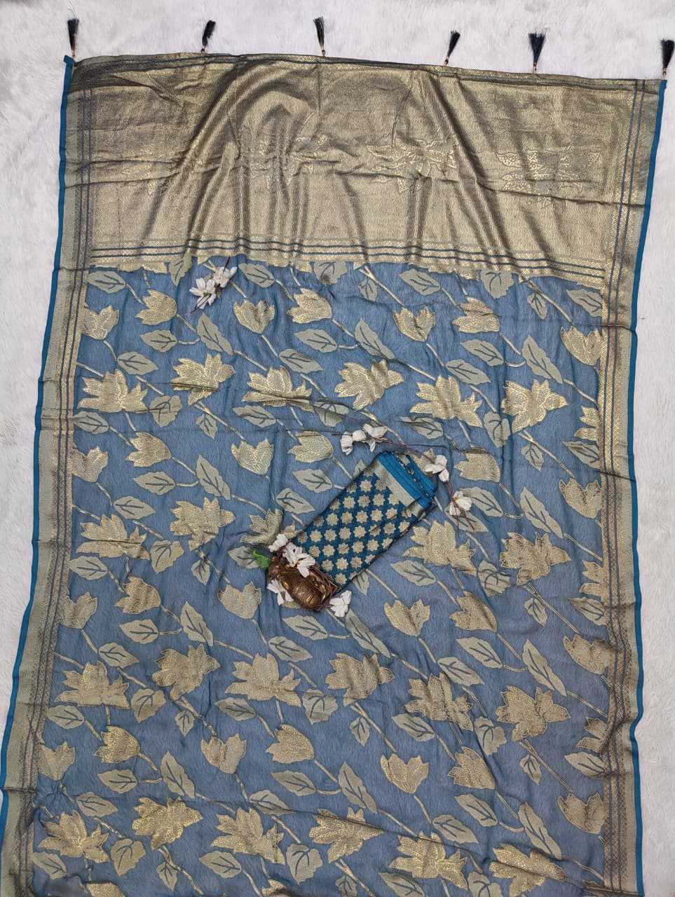 Dull Moss Designer Saree