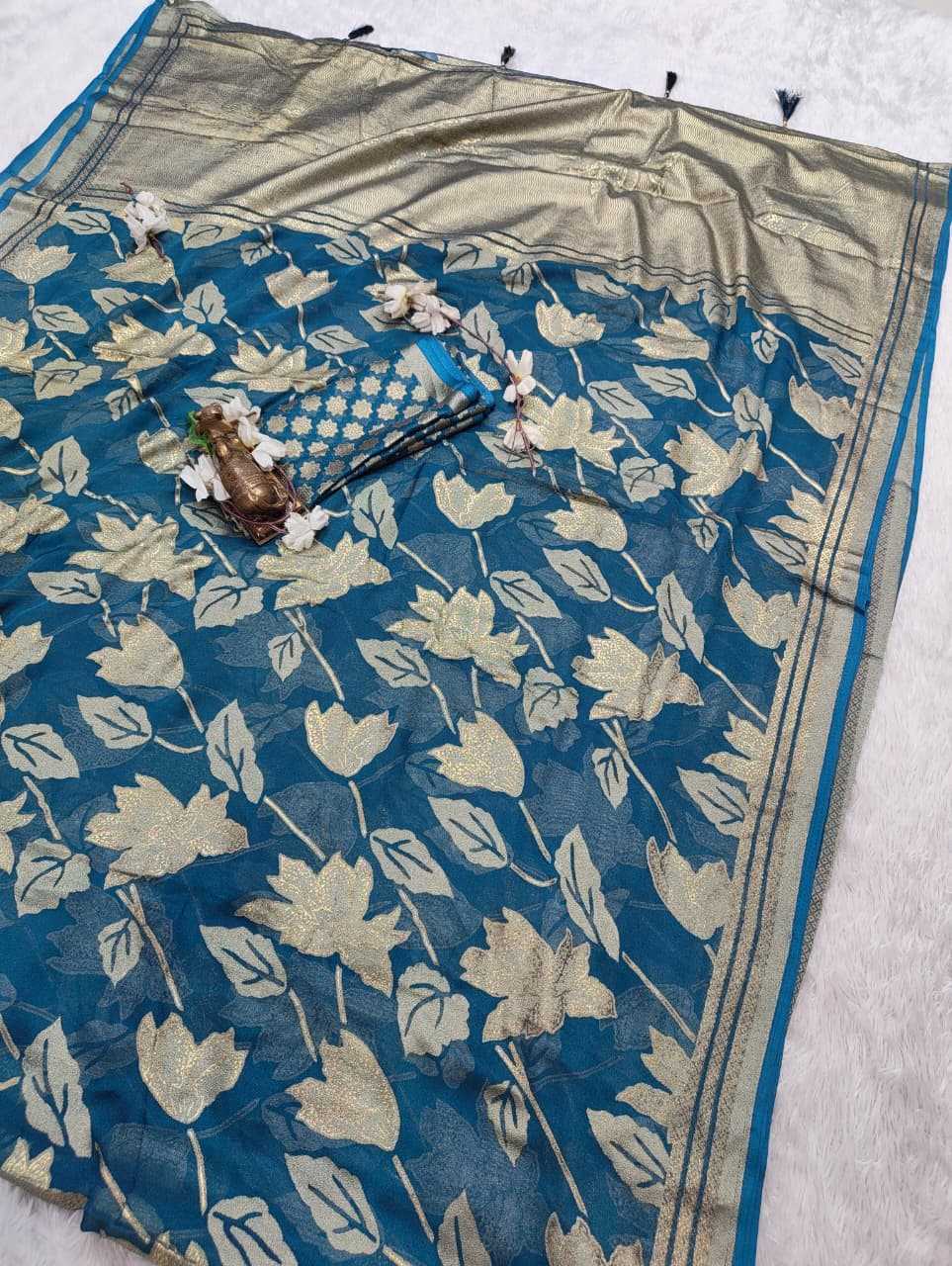 Dull Moss Designer Saree