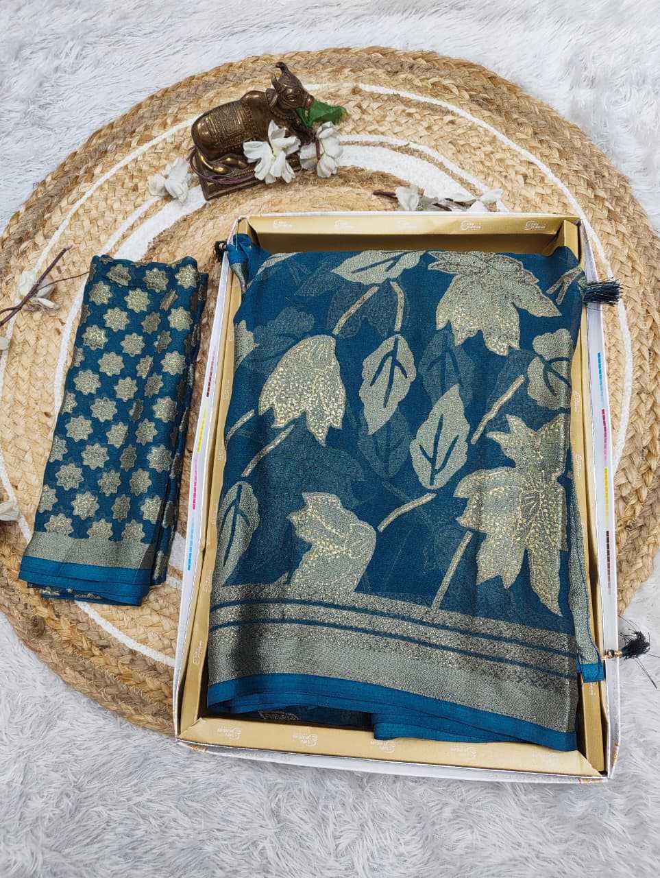 Dull Moss Designer Saree