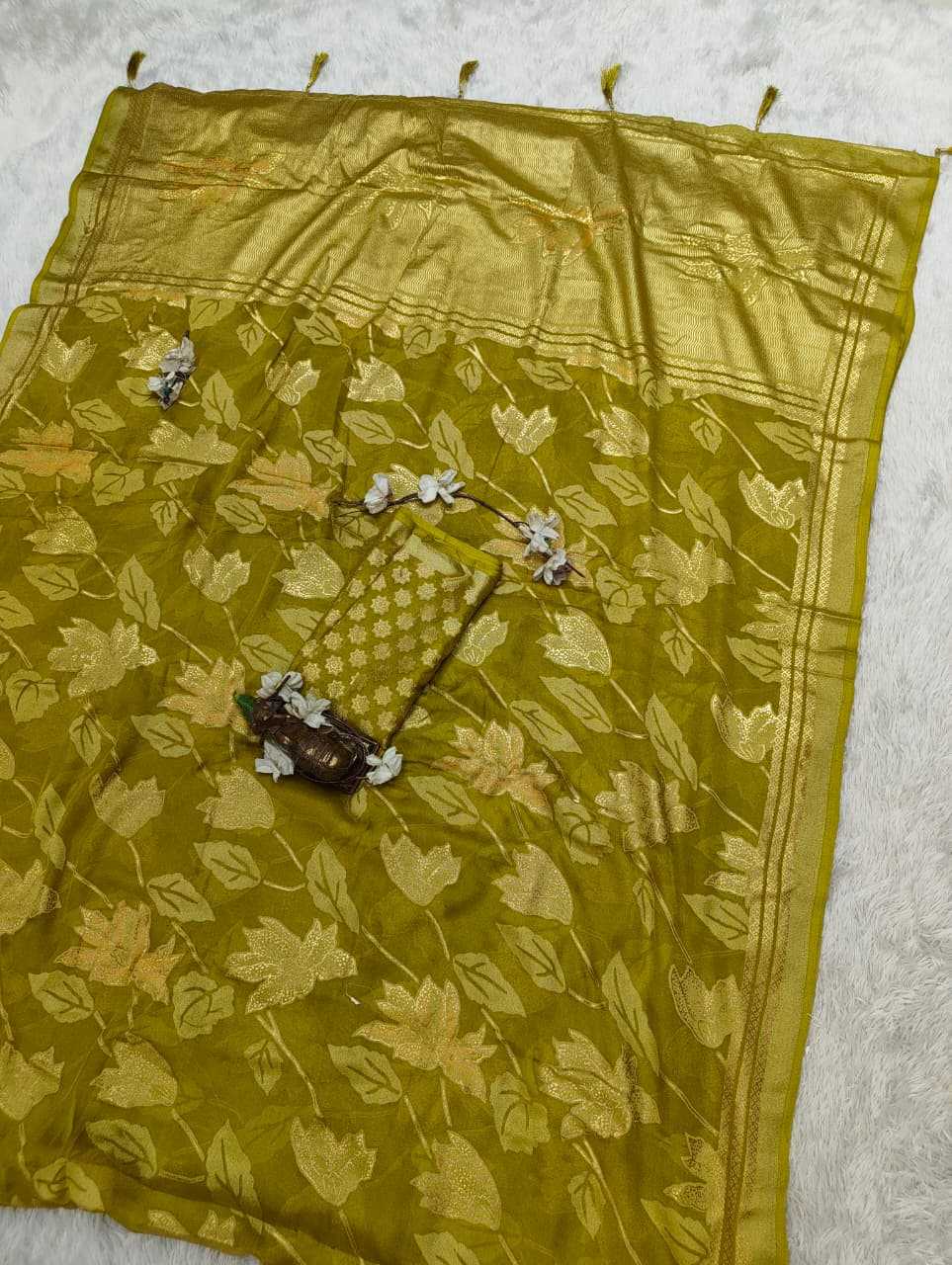 Dull Moss Designer Saree