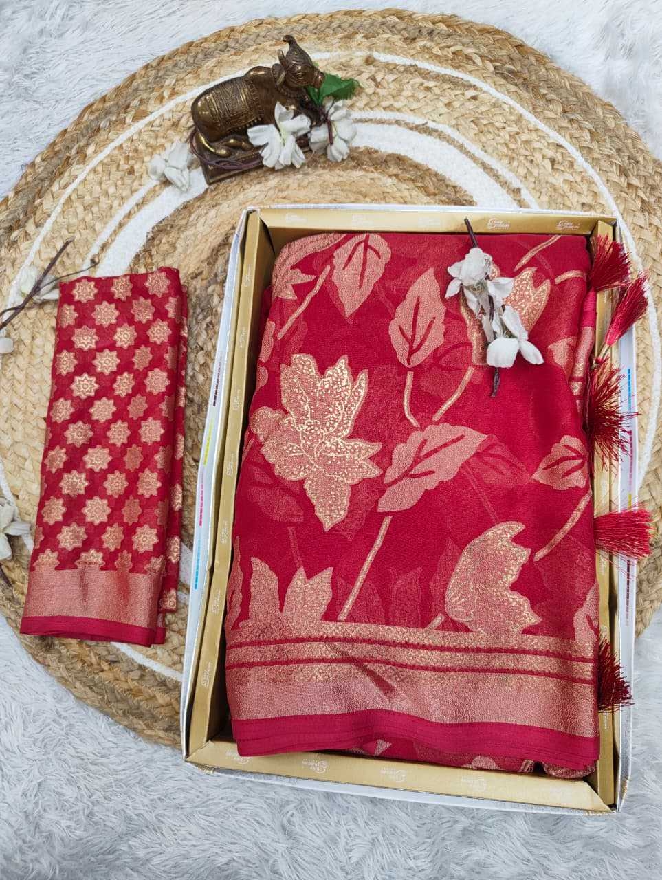Dull Moss Designer Saree