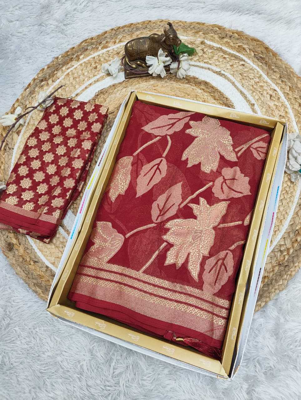 Dull Moss Designer Saree