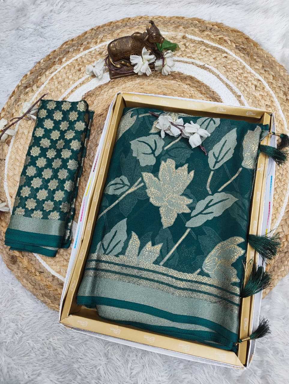 Dull Moss Designer Saree