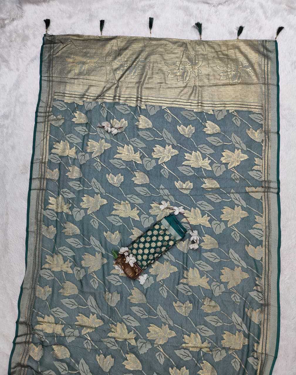 Dull Moss Designer Saree