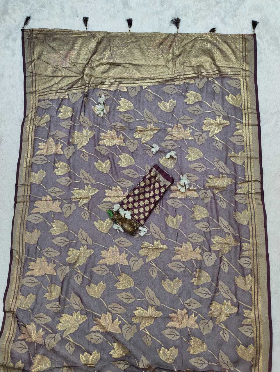 Dull Moss Designer Saree