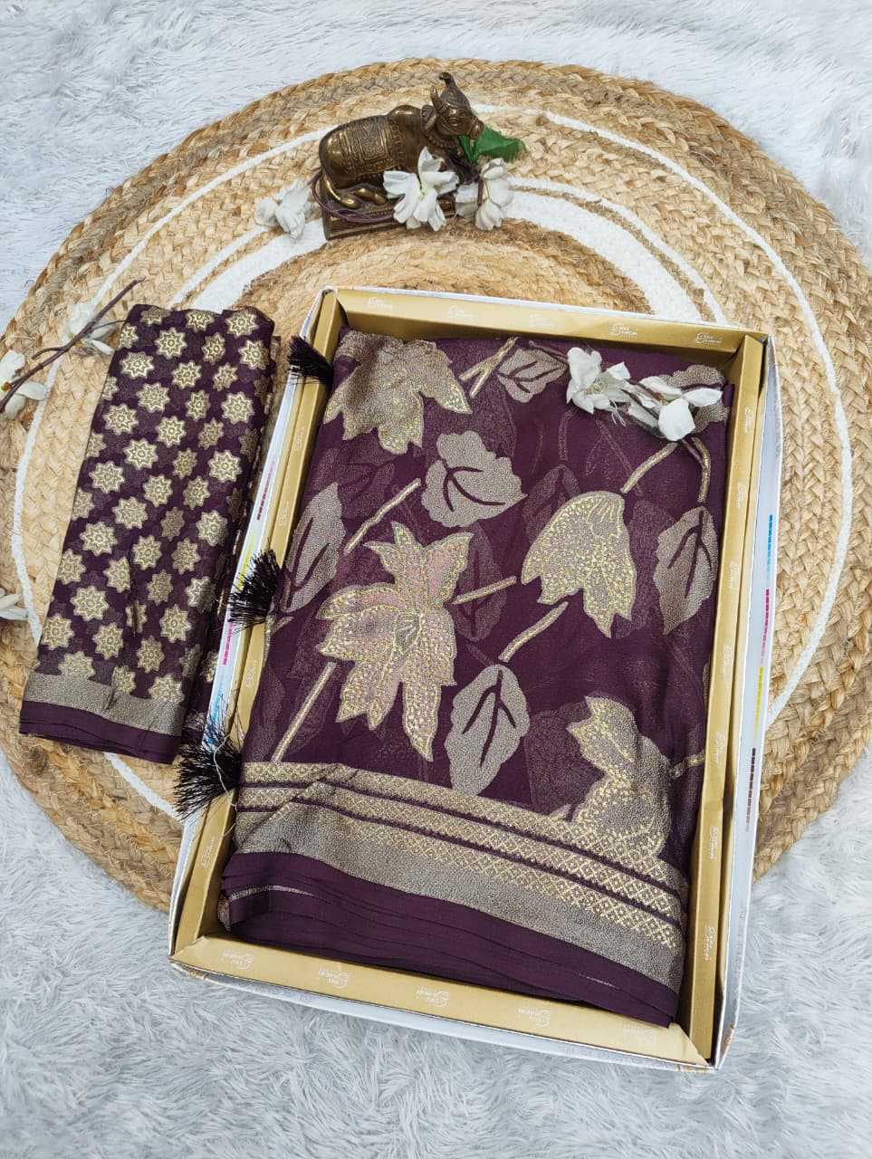 Dull Moss Designer Saree