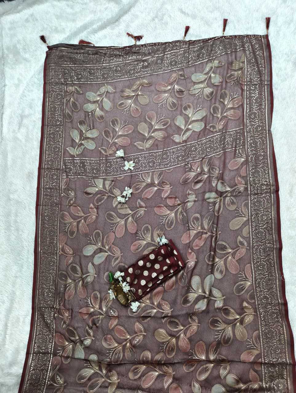 Dull Moss Designer Saree