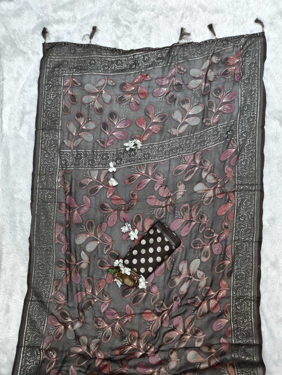 Dull Moss Designer Saree