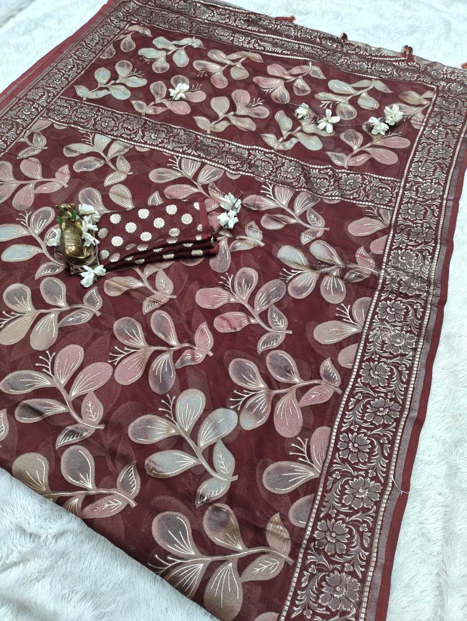 Dull Moss Designer Saree