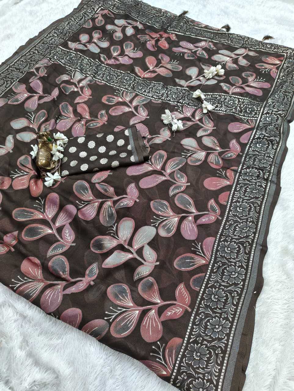 Dull Moss Designer Saree