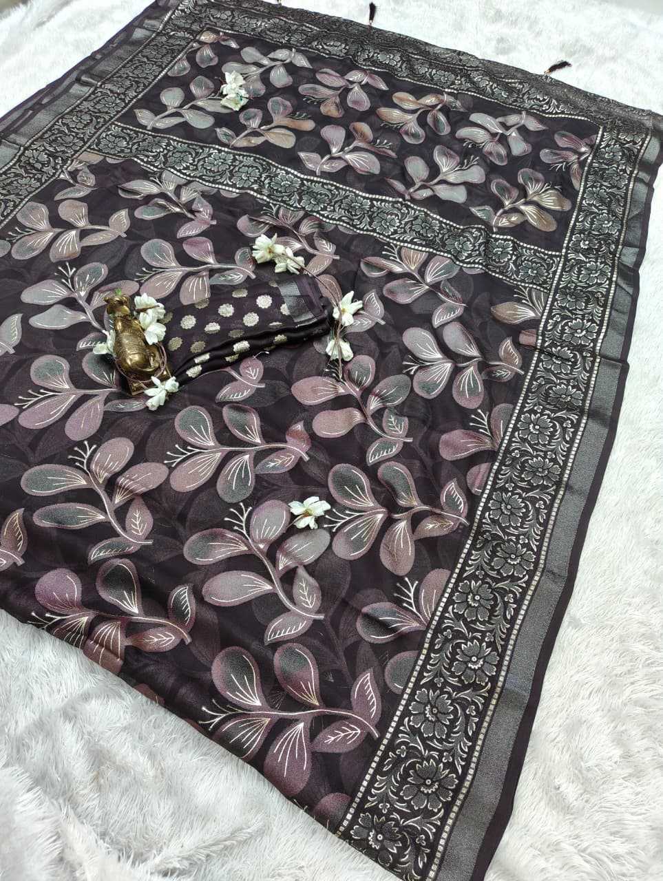 Dull Moss Designer Saree