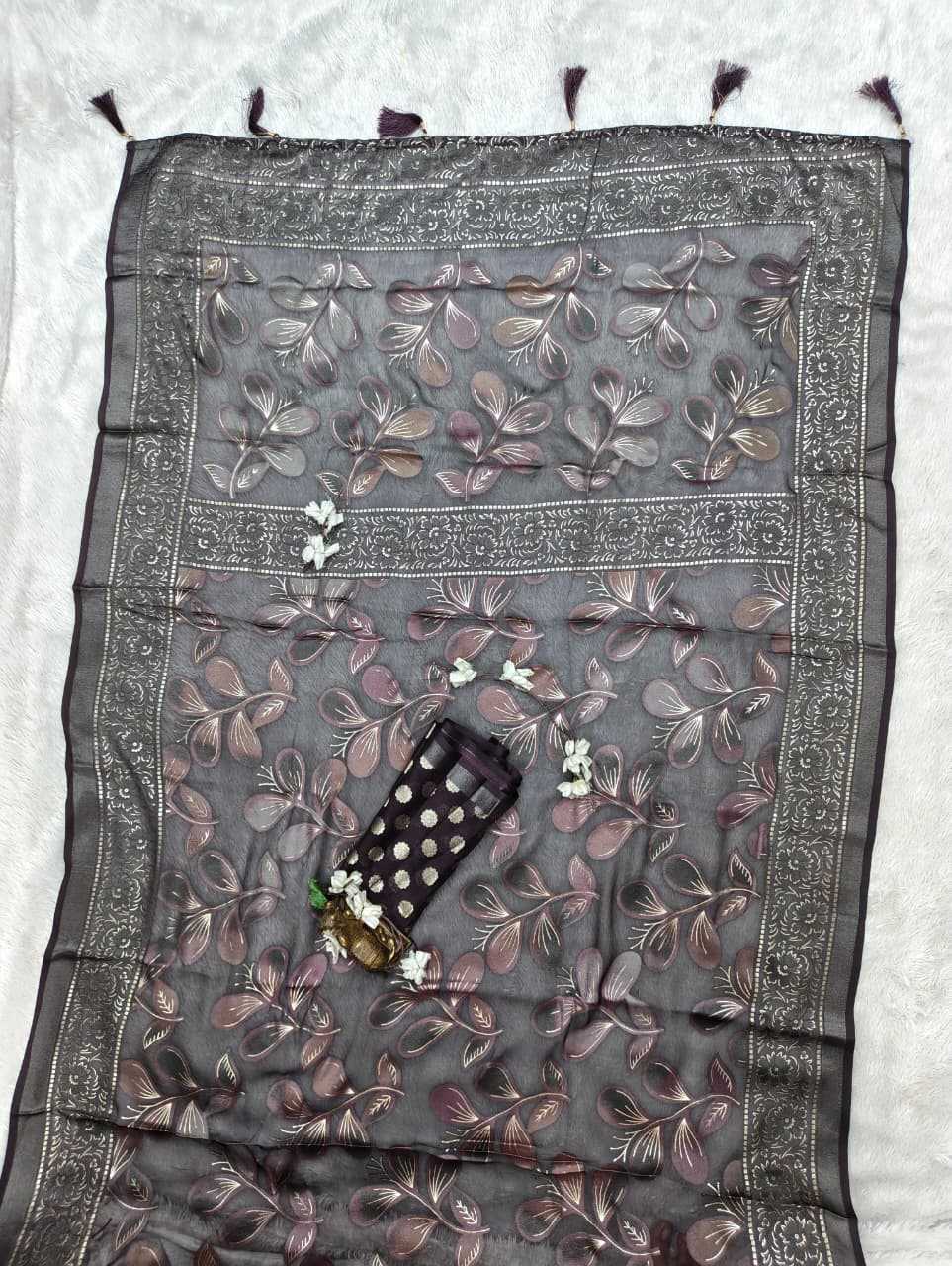 Dull Moss Designer Saree