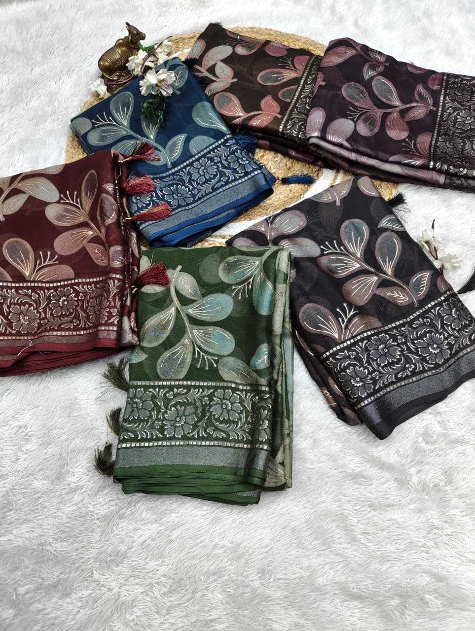 Dull Moss Designer Saree