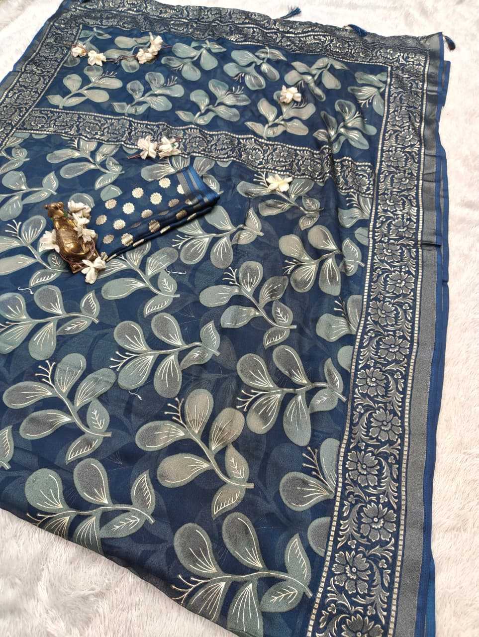 Dull Moss Designer Saree