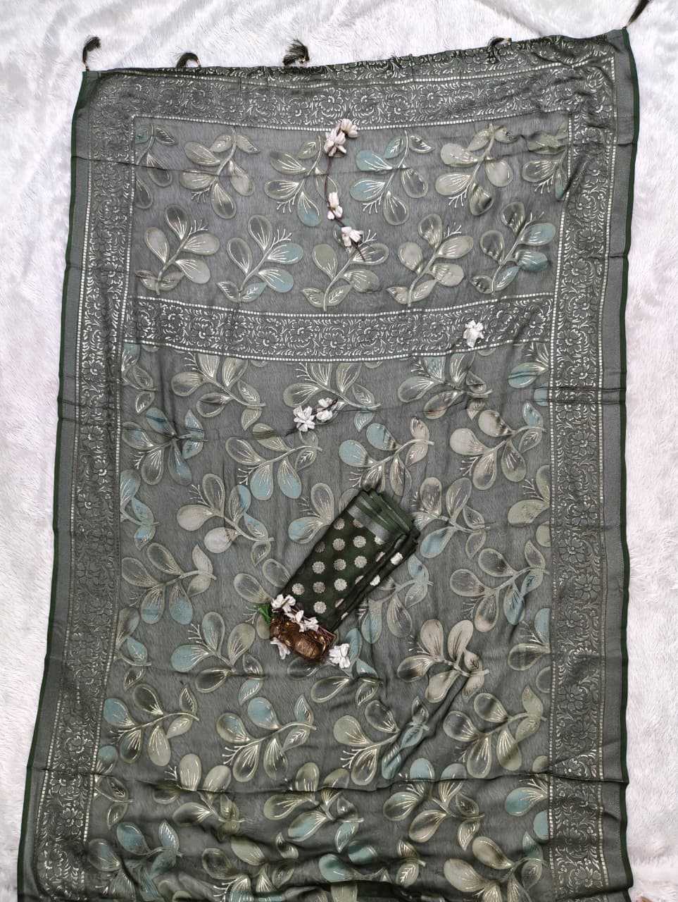Dull Moss Designer Saree