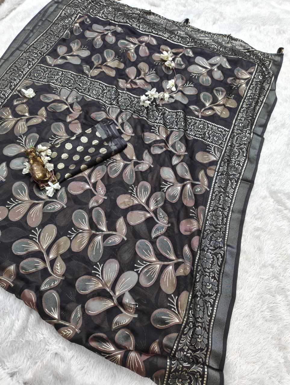 Dull Moss Designer Saree