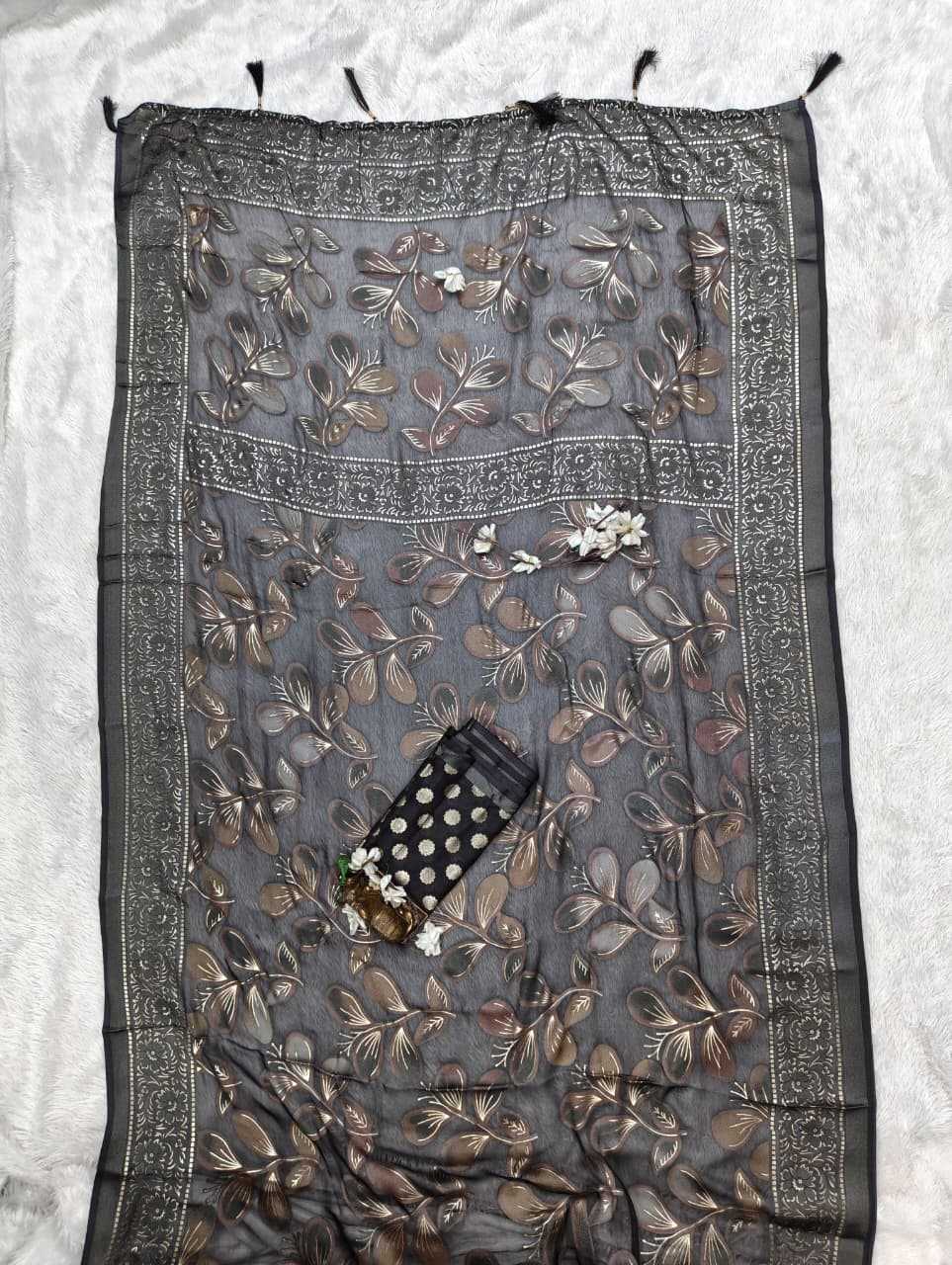 Dull Moss Designer Saree