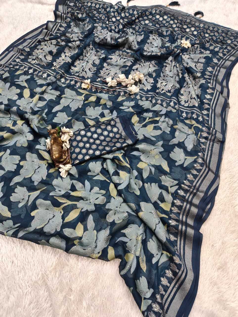 Dull Moss Designer Saree