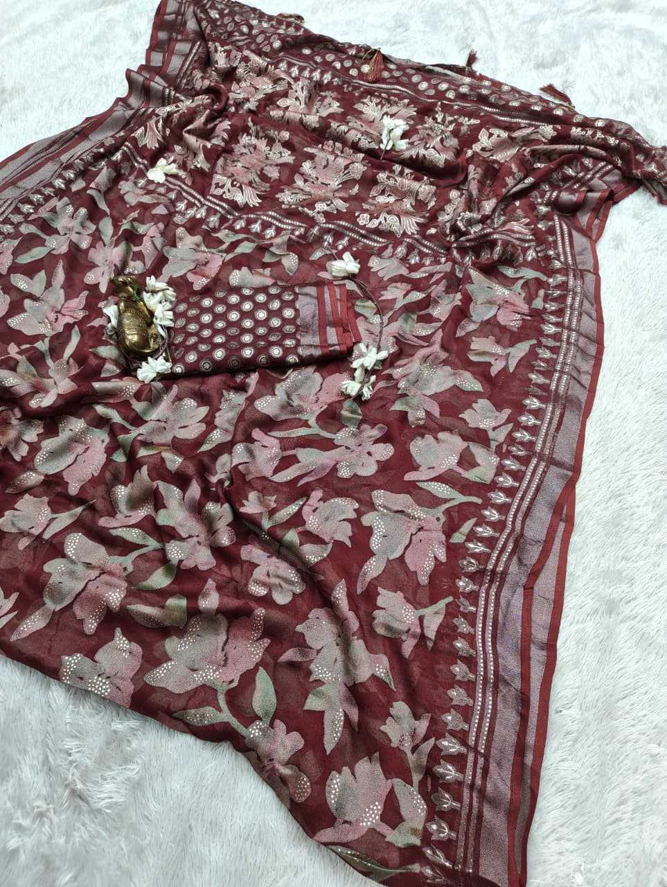 Dull Moss Designer Saree