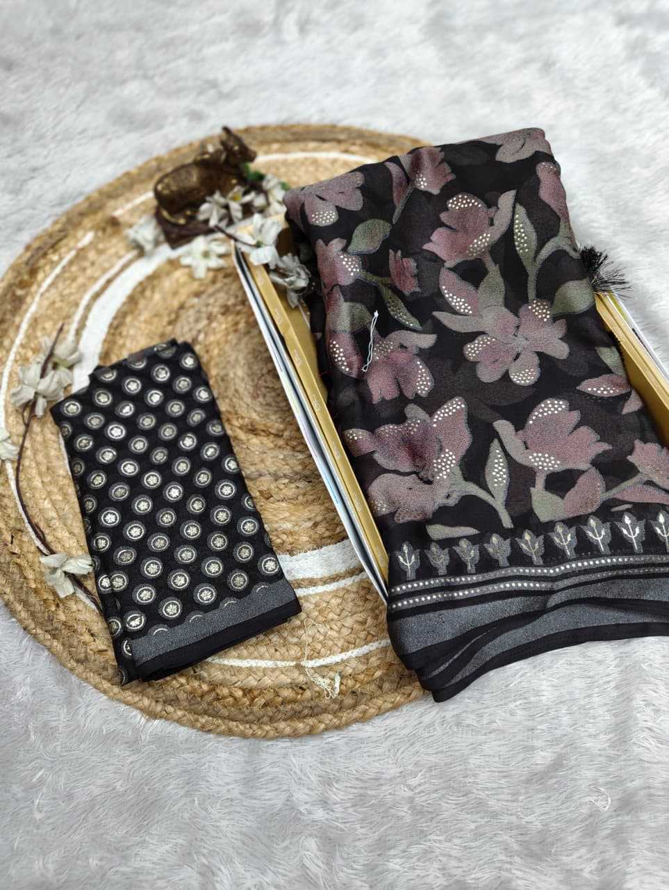 Dull Moss Designer Saree