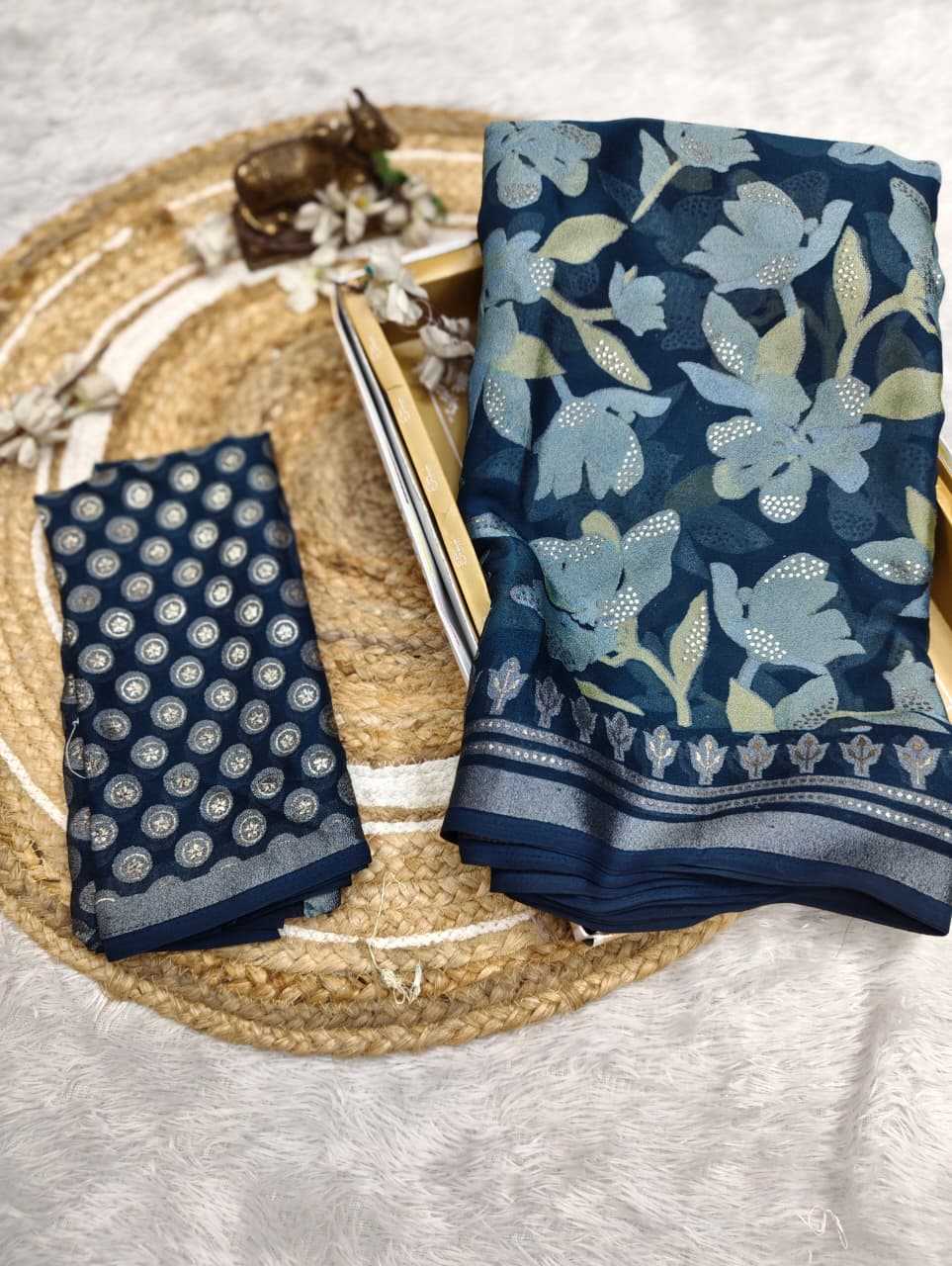 Dull Moss Designer Saree